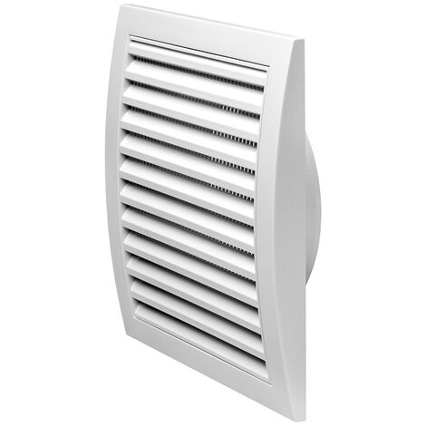 Luftdurchlassgitter Kunststoffgiter mit Stutzen Insektenschutzgitter eckig Weiß 150mm (1/2)