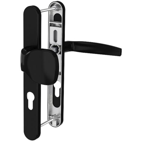 Langschildgarnitur PZ Türdrücker Schwarz RAL9005 Schmalrahmengarnitur Türbeschlag Knopf/Drücker 87-102mm nein (1/2)