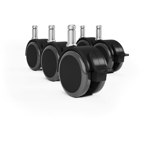 Gummi Möbelrolle Ø50mm Lenkrolle Hartbodenrolle Wechselrolle geräuscharm Mit Bremse 5er Pack
