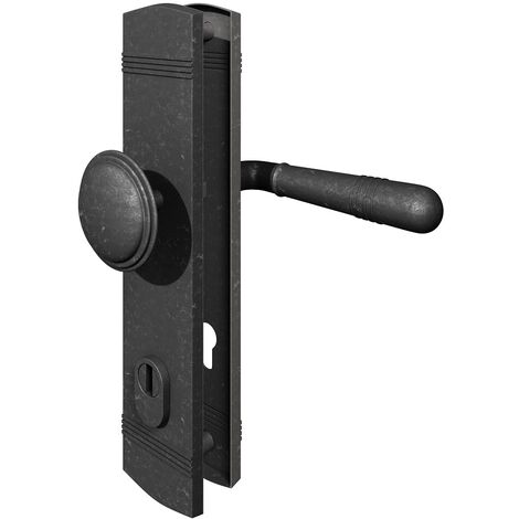 Schutzbeschlag Antik Grau Langschild Sicherheitsbeschlag Knopf/Drücker DIN 8/72