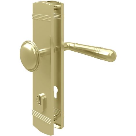 Sicherheits- Türbeschlag Schutzbeschlag Messing Optik Knopf / Drücker DIN 8/72