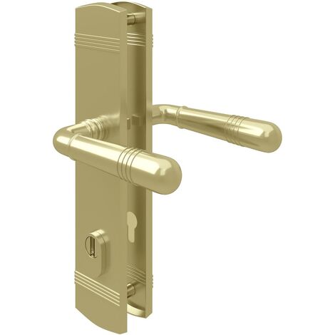 Sicherheits- Türbeschlag Schutzbeschlag Messing Optik Drücker / Drücker DIN 8/72