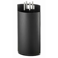 Kaminbesteck Ofenbesteck Kunstleder schwarz Griffe edelstahlfärbig Besteck schwarz