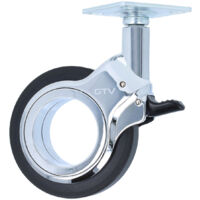 Möbelrolle Chrom glänzend bodenschonend Lenkrolle Laufrolle Schwarz Ø75mm Bremse