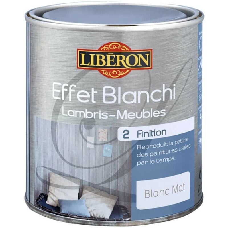 Effet Blanchi Lambris-Meubles LIBÉRON Finition Blanc mat 0,5 L