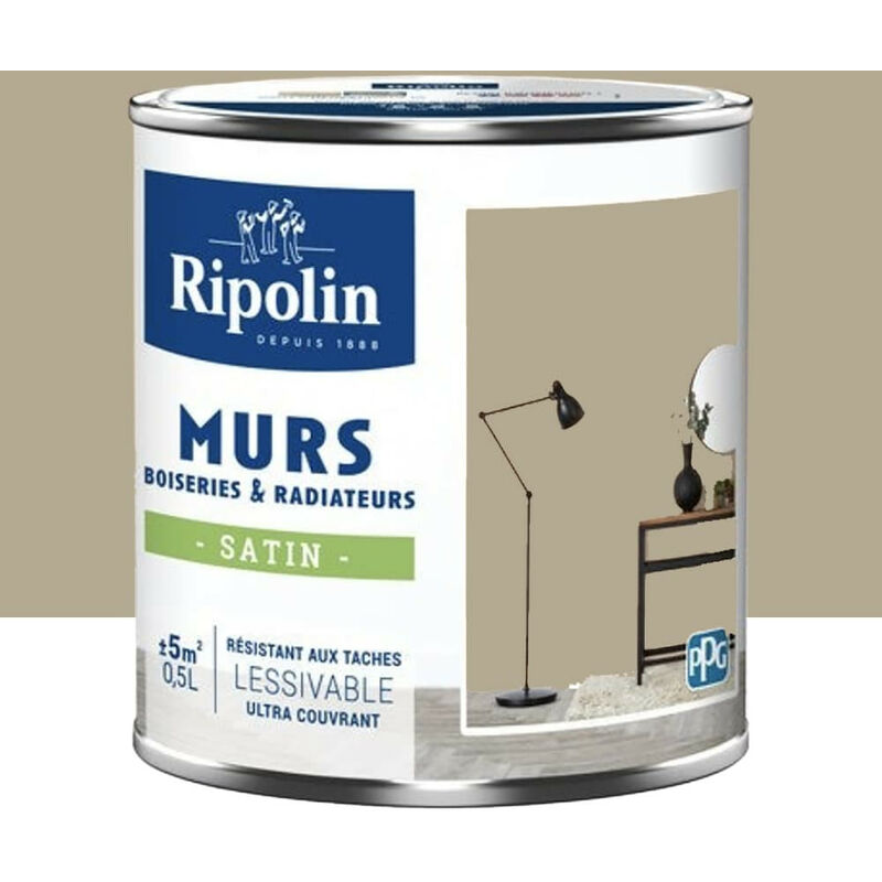 Peinture mur, boiserie, radiateur beige ciment satiné RIPOLIN Intérieur  0.5l