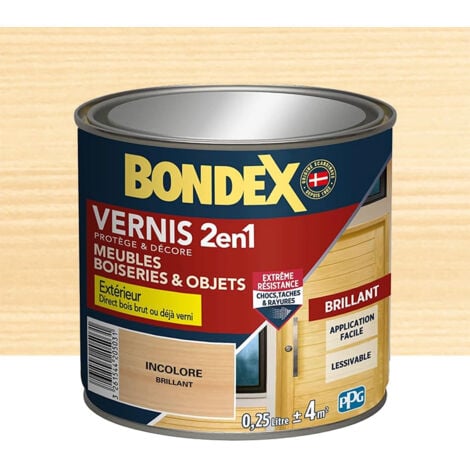 Vernis extérieur BONDEX 2 en 1 Incolore brillant 0,25 L