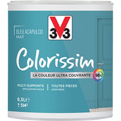 Peinture Multi-supports V33 Colorissim Mat Bleu Acapulco 0,5 L