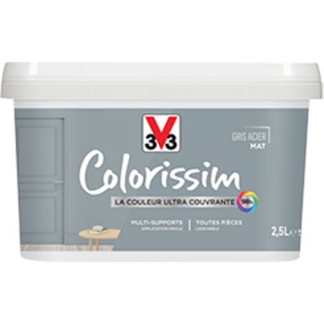 Peinture Multi-supports V33 Colorissim Mat Gris Acier 2,5 L