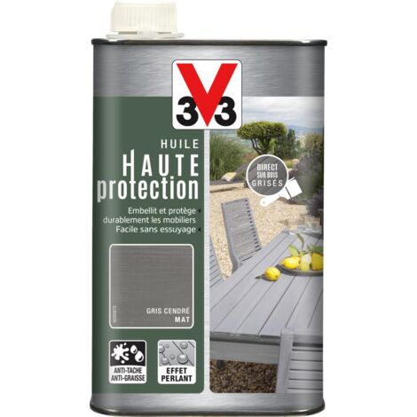 Huile bois extérieur Haute Protection Opaque V33 Gris Cendré 1L