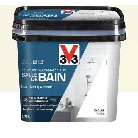 V33 – Peinture anti humidité salle de bain 100% étanche – Adhérence exceptionnelle sur surfaces – Résiste à l'eau et à la condensation – Kaolin 0,75 L