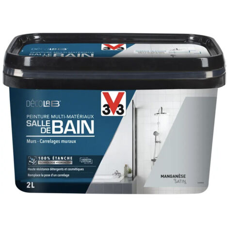 V33 – Peinture anti humidité salle de bain 100% étanche – Manganèse 2 L – Excellente adhérence sur surfaces variées – Résiste à l'eau et à la condensation (1/4)