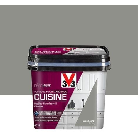 Peinture Multi-Matériaux Cuisine V33 Déco LAB Gris taupe Satin 0,75 L