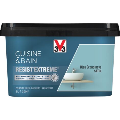 Peinture multi-supports monocouche Cuisine & Bain Resist'Extrême® V33 Bleu scandinave satin 2L