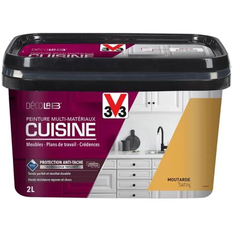 Peinture Multi-Matériaux Cuisine V33 Déco LAB Moutarde Satin 2 L (1/3)