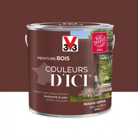 V33 – Peinture bois velours 2 L – Rouge sépia – Pour bois dur et exotique – Résultat durable et esthétique