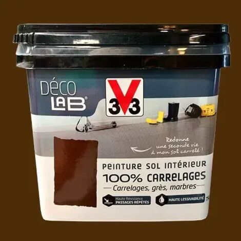 V33 – Peinture sol intérieur 100% carrelages – Couleur rouille – Litrage 0,75 L – Application sur grès cérame et marbre (1/2)