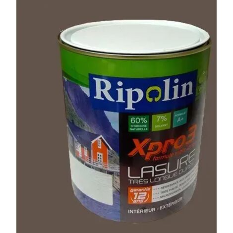 Ripolin – Lasure extérieure microporeuse 12ans brun noir 2,5 L – Protection UV pour bois dur et ancien – Application facile au pinceau (1/2)