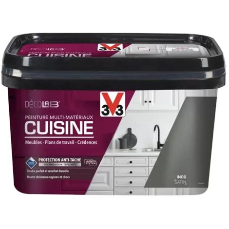 V33 – Peinture multi-matériaux anti humidité satin 2 L – Finition inox – Adhérence sur tous matériaux – Antitache et antichoc (1/4)