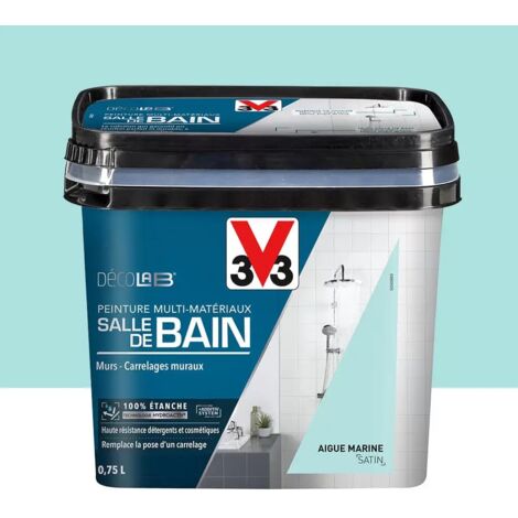 Peinture Multi-Matériaux Salle de bain V33 Deco Lab Aigue marine 0,75 L (1/3)
