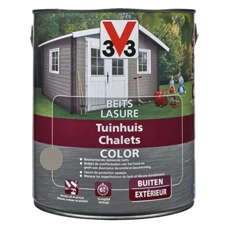 V33 – Lasure extérieure pour bois – Finition satinée – 2,5 L – Protection durable contre intempéries et UV – Application facile sur tous types de bois