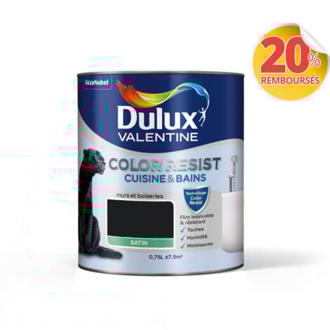 Peinture Color Resist Cuisine & Bains Satin Noir 0,75 L - Dulux Valentine