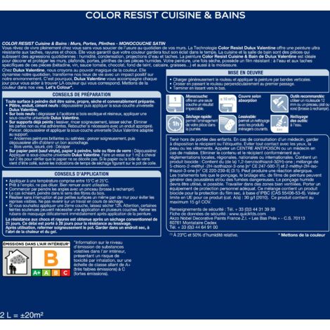 Peinture Color Resist Cuisine & Bains Satin Noir 0,75 L - Dulux Valentine
