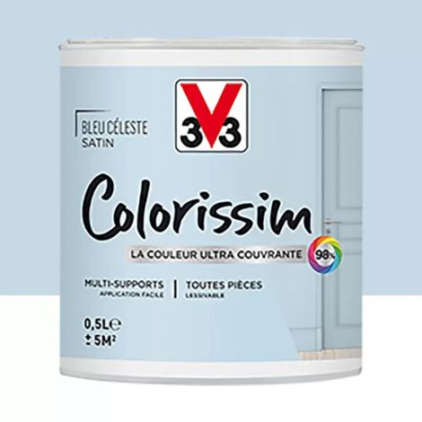 Peinture Multi-supports V33 Colorissim Satin Bleu céleste 0,5 L (1/4)