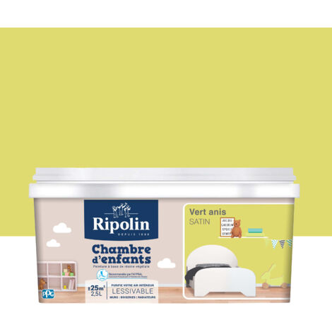Peinture satinée RIPOLIN Chambre d'enfants Vert Anis 2,5 L