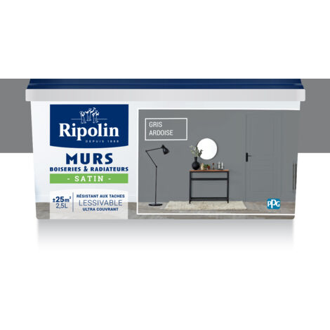 Peinture Murs, Boiseries, Radiateurs RIPOLIN Satin Gris Ardoise 2,5 L