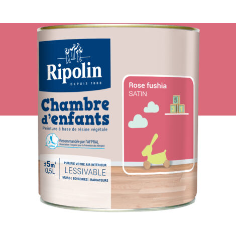 Peinture satinée RIPOLIN Chambre d'enfants Rose fushia 0,5 L