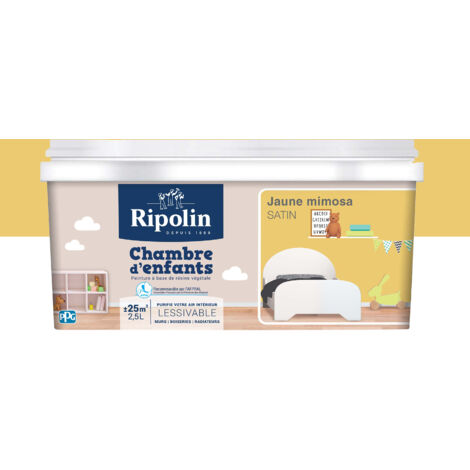 Peinture satinée RIPOLIN Chambre d'enfants Jaune mimosa 2,5 L