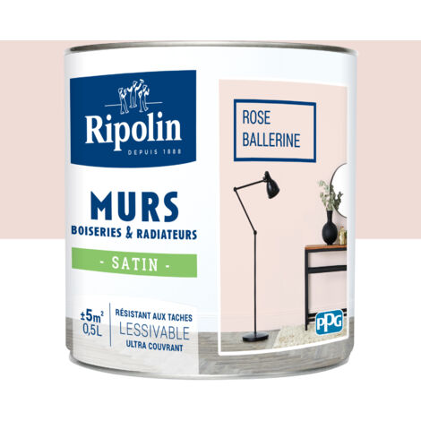 Peinture Murs, Boiseries, Radiateurs RIPOLIN Satin Rose Ballerine 0,5 L