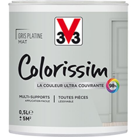 Peinture Multi-supports V33 Colorissim Mat Gris Platine 0,5 L