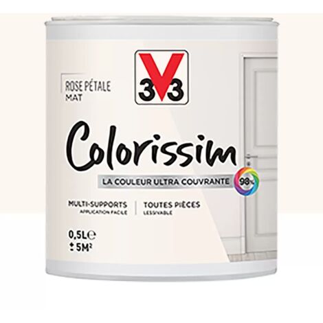 Peinture Multi-supports V33 Colorissim Mat Rose pétale 0,5 L