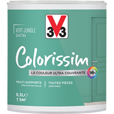 Peinture Multi-supports V33 Colorissim Satin Vert jungle 0,5 L (1/4)