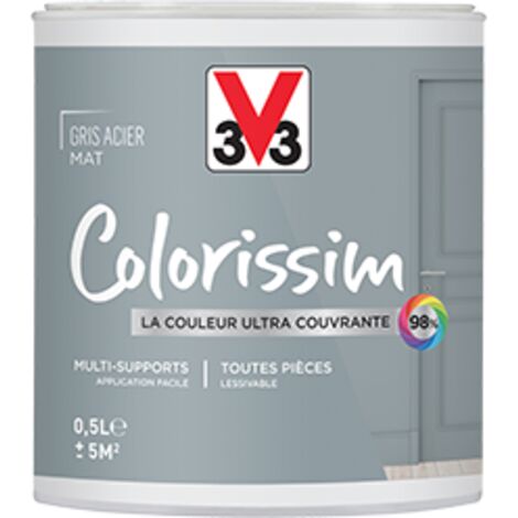 Peinture Multi-supports V33 Colorissim Mat Gris Acier 0,5 L