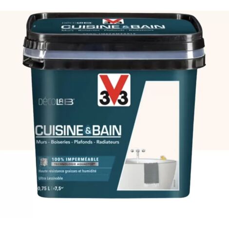 V33 – Peinture anti humidité 100% imperméable – Rose poudré – 0,75 L – Technologie Aquastop pour cuisine et bain (1/3)