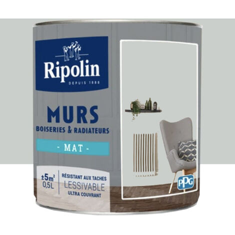 Peinture Murs, Boiseries, Radiateurs RIPOLIN Mat Gris lomé 0,5 L