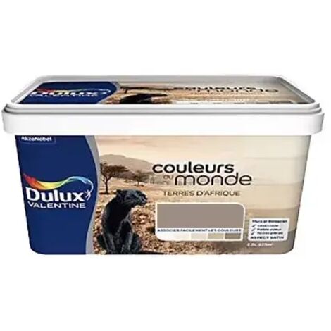 Dulux Valentine – Peinture satinée monocouche Terres d'Afrique 2,5 L – Couleur intense pour murs et boiseries intérieurs – Application facile (1/2)