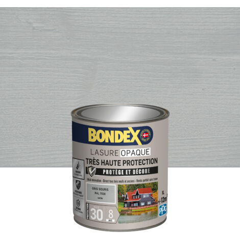Bondex – Lasure extérieure opaque 1L – Très haute protection 8 ans – Aspect satin – Pour bois neufs et anciens – Résistance UV et intempéries