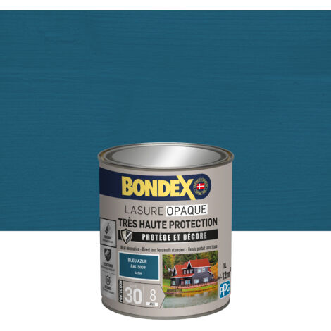 Bondex – Lasure extérieure opaque satin 1 L – Très haute protection 8 ans – Bleu azur RAL 5009 – Résistance UV et intempéries