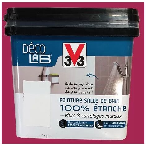 V33 – Peinture salle de bain 100% étanche satinée 0,75 L – Couleur cassis – Pour carrelages, murs et boiseries – Anti humidité (1/3)