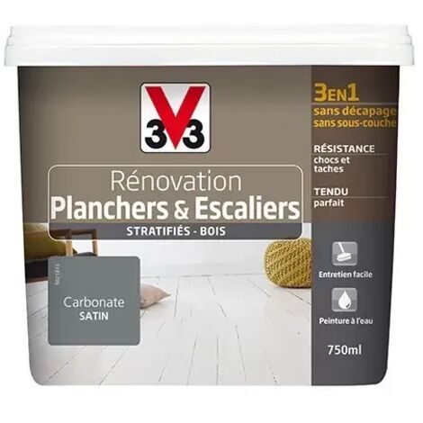 V33 – Peinture pour sol intérieur satin 0,75 L – Rénovation planchers et escaliers – Applicable sur bois brut, peint ou vitrifié