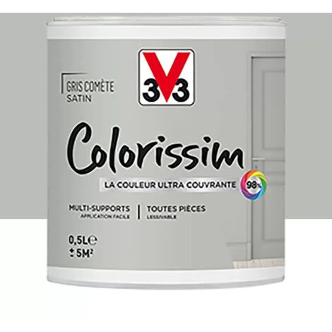 Peinture Multi-supports V33 Colorissim Satin Gris comète 0,5 L (1/4)