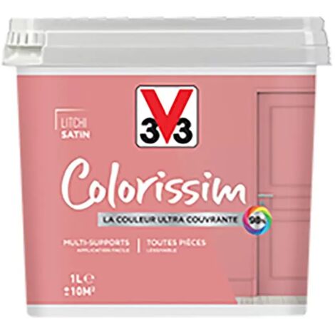 V33 – Peinture acrylique ultra-couvrante satin litchi 1 L – Résistante aux taches et chocs – Pour murs et boiseries intérieurs