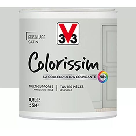 Peinture Multi-supports V33 Colorissim Satin Gris nuage 0,5 L