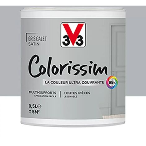 Peinture Multi-supports V33 Colorissim Satin Gris galet 0,5 L
