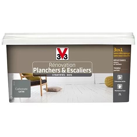 V33 – Peinture pour sol intérieur satin 2 L – Rénovation planchers et escaliers stratifiés – Directement applicable sur bois brut et peint