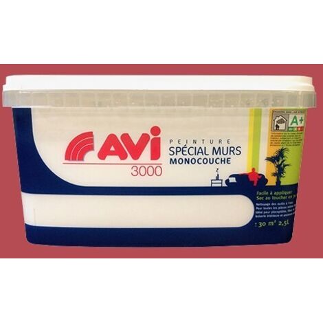 Peinture Spécial Murs Satin AVI Rouge pivoine 2,5 L (1/2)